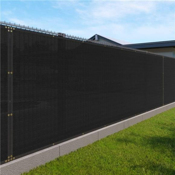 4' x 50' Privacy Fence Screen Black with Brass Grommet Windscreen Outdoor Mesh - Picture 1 of 6